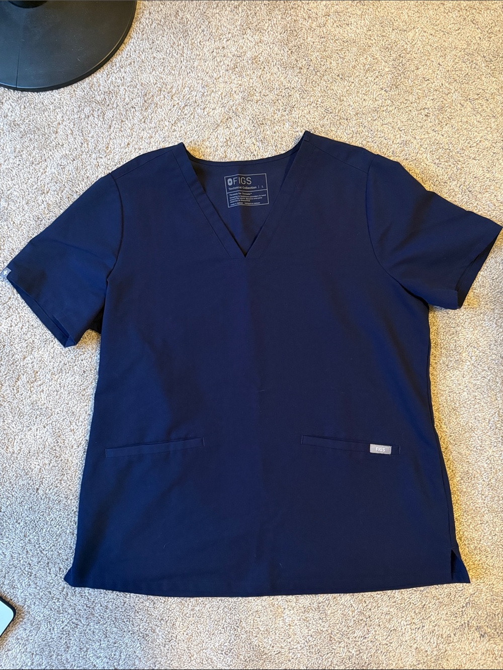 Figs Navy V-Neck Medical Scrub Top